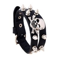 Jewelry Punk Vintage Leather Bracelet Men's Bracelet Wide Leather Skull Leather Bracelet sku image 1