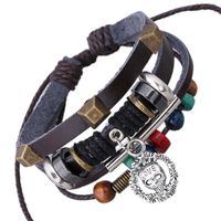 Punk Hot Sale New Leder Armband Perlen Armband Japan Und Südkorea Beliebte Rindsleder Armband Hersteller Niedrig Preis Direkt Vertrieb sku image 1