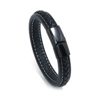 New Simple Trendy Men And Women Leather Stainless Steel Magnetic Bracelet sku image 2