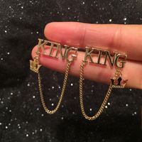 Koreanische Kreative Englische Buchstaben Prinz Kette Quasten Ohrringe Metal Stil Hip Hop Coole Hipster Ohrringe S925 Silber sku image 1