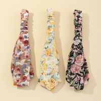 Korean Fashion Flower Fabric Printing Headband Cross-knotted Face Wash Headband main image 4