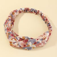 Korean Fashion Flower Fabric Printing Headband Cross-knotted Face Wash Headband main image 5