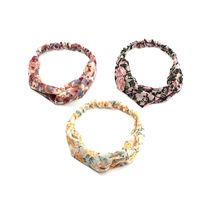 Korean Fashion Flower Fabric Printing Headband Cross-knotted Face Wash Headband main image 6