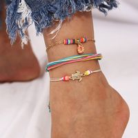 Beach Style Woven Handmade Rice Beads Tortoise Three Soft Clay Suit Anklets main image 1