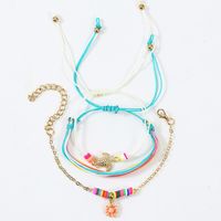 Beach Style Woven Handmade Rice Beads Tortoise Three Soft Clay Suit Anklets sku image 1