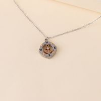 Mirror Stainless Steel Round Hollow Compass Pendant Necklace main image 4