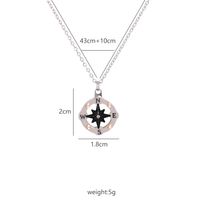 Mirror Stainless Steel Round Hollow Compass Pendant Necklace main image 6