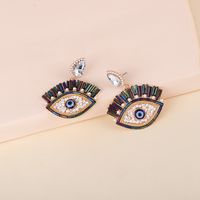 Boucles Oreilles Diamant Colorées Incrustées En Alliage De Perles Exagérées Oeil De Démon main image 4