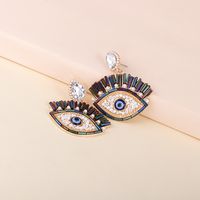 Boucles Oreilles Diamant Colorées Incrustées En Alliage De Perles Exagérées Oeil De Démon main image 5