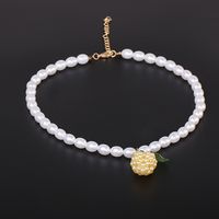 Korean Style Simple Lemon Beaded Pearl Fruit Necklace main image 3