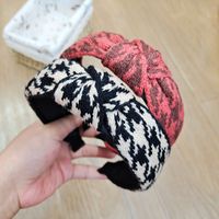 Korean New Knitted Knotted Retro Houndstooth Wool Checkered Simple Headband main image 1