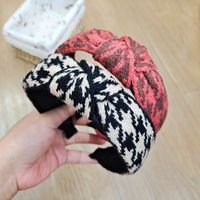 Korean New Knitted Knotted Retro Houndstooth Wool Checkered Simple Headband main image 2