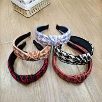 Korean New Knitted Knotted Retro Houndstooth Wool Checkered Simple Headband main image 3