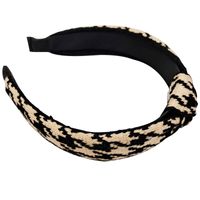 Korean New Knitted Knotted Retro Houndstooth Wool Checkered Simple Headband main image 6