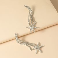 Fashion All-match Simple Retro Exaggerated Diamond Five-pointed Star Earrings main image 3