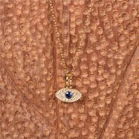 Diamond Blue Devil's Eye Zircon Pendant Short Necklace main image 5