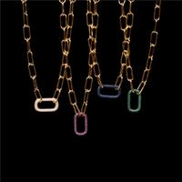 Full Diamond Geometric Oval Pendant Lock Hip-hop Style Thick Chain Necklace main image 1