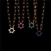 Hot Sale New Hip-hop Style Full Diamond Hexagonal Star Pendant Lock Thick Necklace main image 1