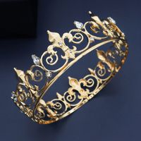 Baroque Round Gold Rhinestone Alloy Crown main image 1