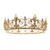 Baroque Round Gold Rhinestone Alloy Crown main image 2