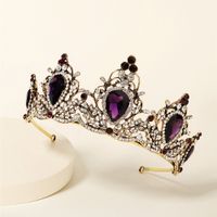 Bridal Wedding Palace Style Retro Crown Amethyst Alloy Diamond Crown main image 1