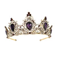Bridal Wedding Palace Style Retro Crown Amethyst Alloy Diamond Crown main image 6