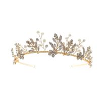 Creative Wedding Hand Erected Crown  Dress  Handmade Flower Pearl Headband main image 6