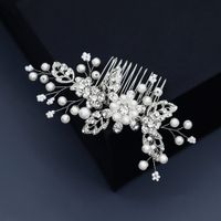 Wedding Bridal Headdress Alloy Rhinestone Handmade Pearl Hair Comb main image 3