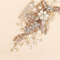 Hochzeit Braut Kopfschmuck Legierung Strass Handgemachte Perle Haar Kamm main image 5