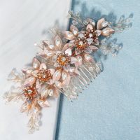 Korean New  Wedding  Antique Pearl Handmade Flower Bride Wedding Dress Hair Insert Comb main image 1