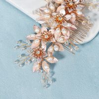 Korean New  Wedding  Antique Pearl Handmade Flower Bride Wedding Dress Hair Insert Comb main image 5