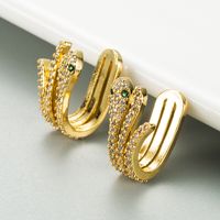 Snake-shaped Non-pierced Ear Clip 18k Gold-plated Copper Earrings main image 3