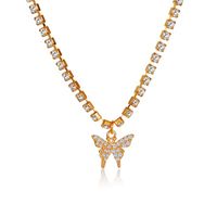 New Zircon Simple Crystal Butterfly Pendant Short Necklace main image 6