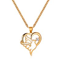 Creative Hollow Heart-shaped Peace Dove Diamond Animal Necklace main image 6