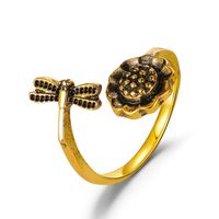 New  Retro Dragonfly Sunflower  Flower Insect Open Index Finger Ring main image 6