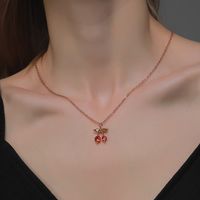 Sweet Diamond Small Cherry Exquisite Copper Inlaid Zircon Fruit Necklace main image 1