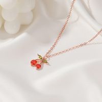 Sweet Diamond Small Cherry Exquisite Copper Inlaid Zircon Fruit Necklace main image 4