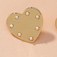 New Korean Heart-shaped Women's Pearl Alloy Heart-shaped Earrings main image 5