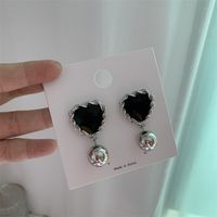 French Retro Gem Heart-shaped Earrings sku image 2