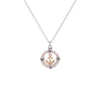 Mirror Stainless Steel Round Hollow Compass Pendant Necklace sku image 1