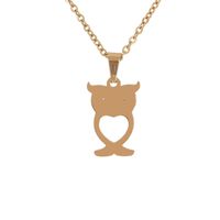 New Animal Owl Pendant Stainless Steel Necklace sku image 1