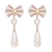 Hot-selling  Palace Luxury Pearl Diamond Earrings Bracelet Necklace Set Wholesale sku image 1