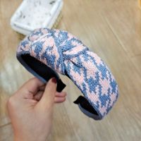 Koreanische New Knitted Knotted Retro Hahnentritt Wolle Kariertes Einfaches Stirnband sku image 3