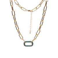 Full Diamond Geometric Oval Pendant Lock Hip-hop Style Thick Chain Necklace sku image 2