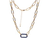 Full Diamond Geometric Oval Pendant Lock Hip-hop Style Thick Chain Necklace sku image 3