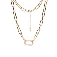 Full Diamond Geometric Oval Pendant Lock Hip-hop Style Thick Chain Necklace sku image 5