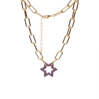 Hot Sale New Hip-hop Style Full Diamond Hexagonal Star Pendant Lock Thick Necklace sku image 1