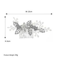 Wedding Bridal Headdress Alloy Rhinestone Handmade Pearl Hair Comb sku image 1