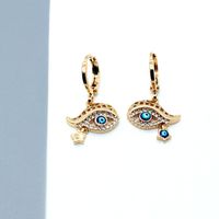 Pendientes De Pestañas De Ojos Azules De Turquía Con Micro Incrustaciones De Ojos sku image 1