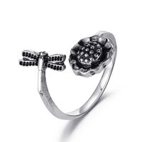 New  Retro Dragonfly Sunflower  Flower Insect Open Index Finger Ring sku image 2